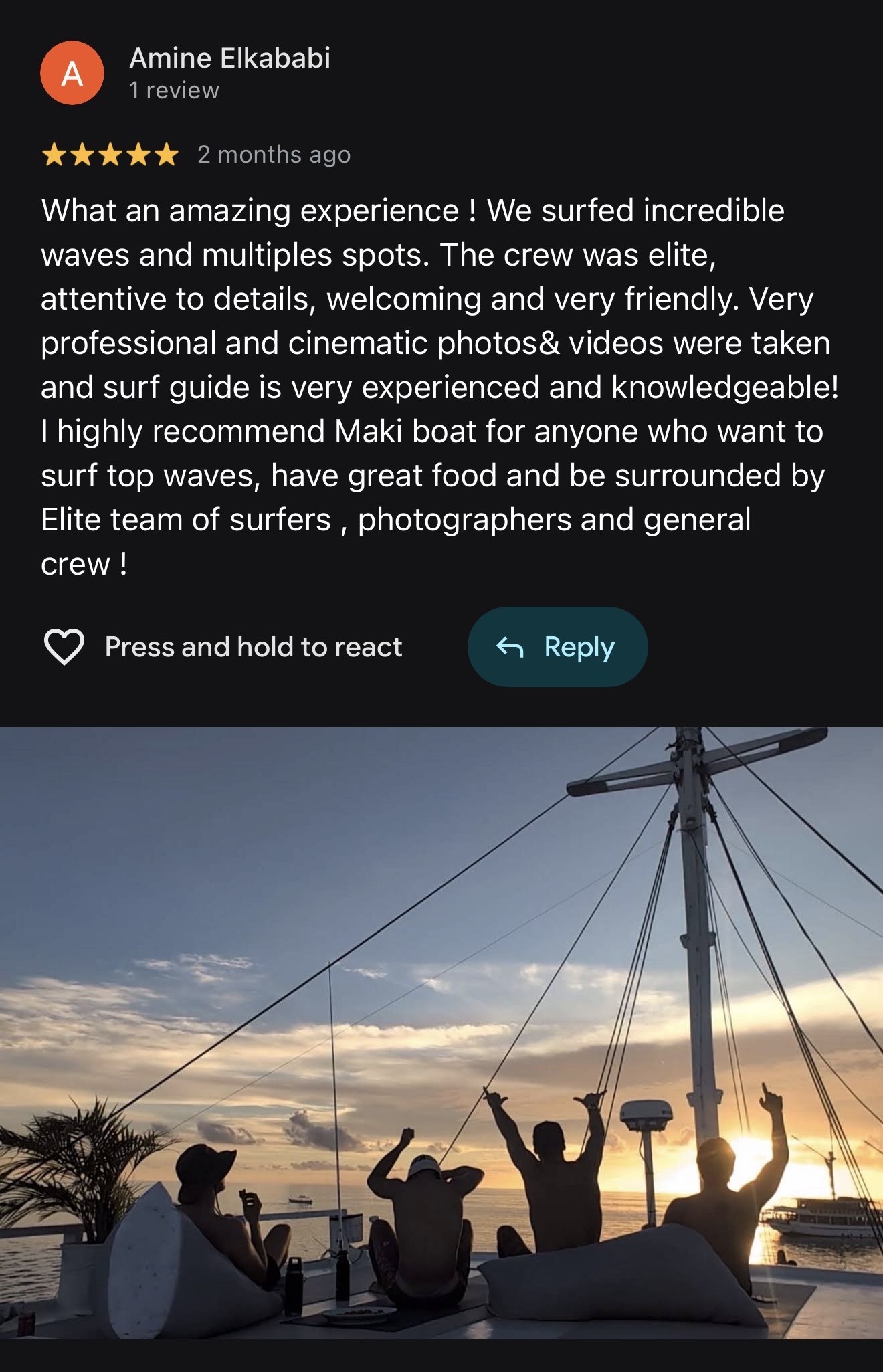 5-star Google review from Amine Elkababi