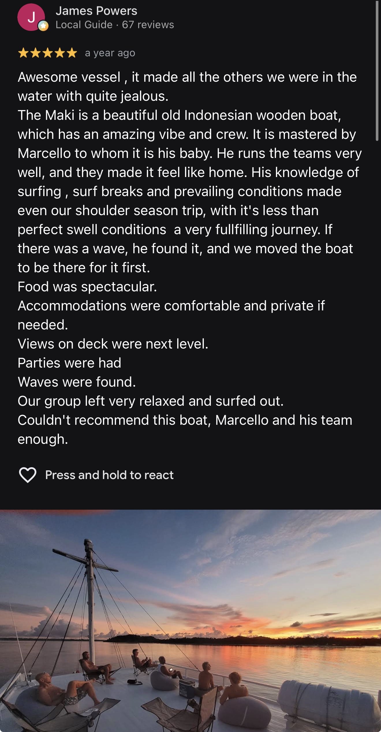 5-star Google review from James Powers